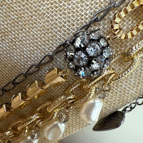 Chicos Maximal Necklace, Layered, Glam, Statement, Gold Tone & Faux Pearl, Bold - Picture 4 of 16